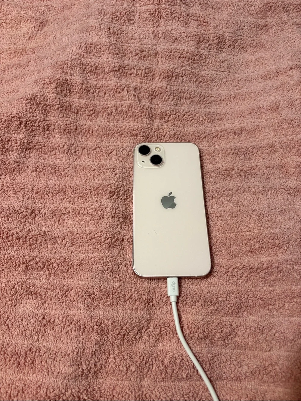 Apple iPhone 13 in Pink with Dual Cameras and Lightning Cable